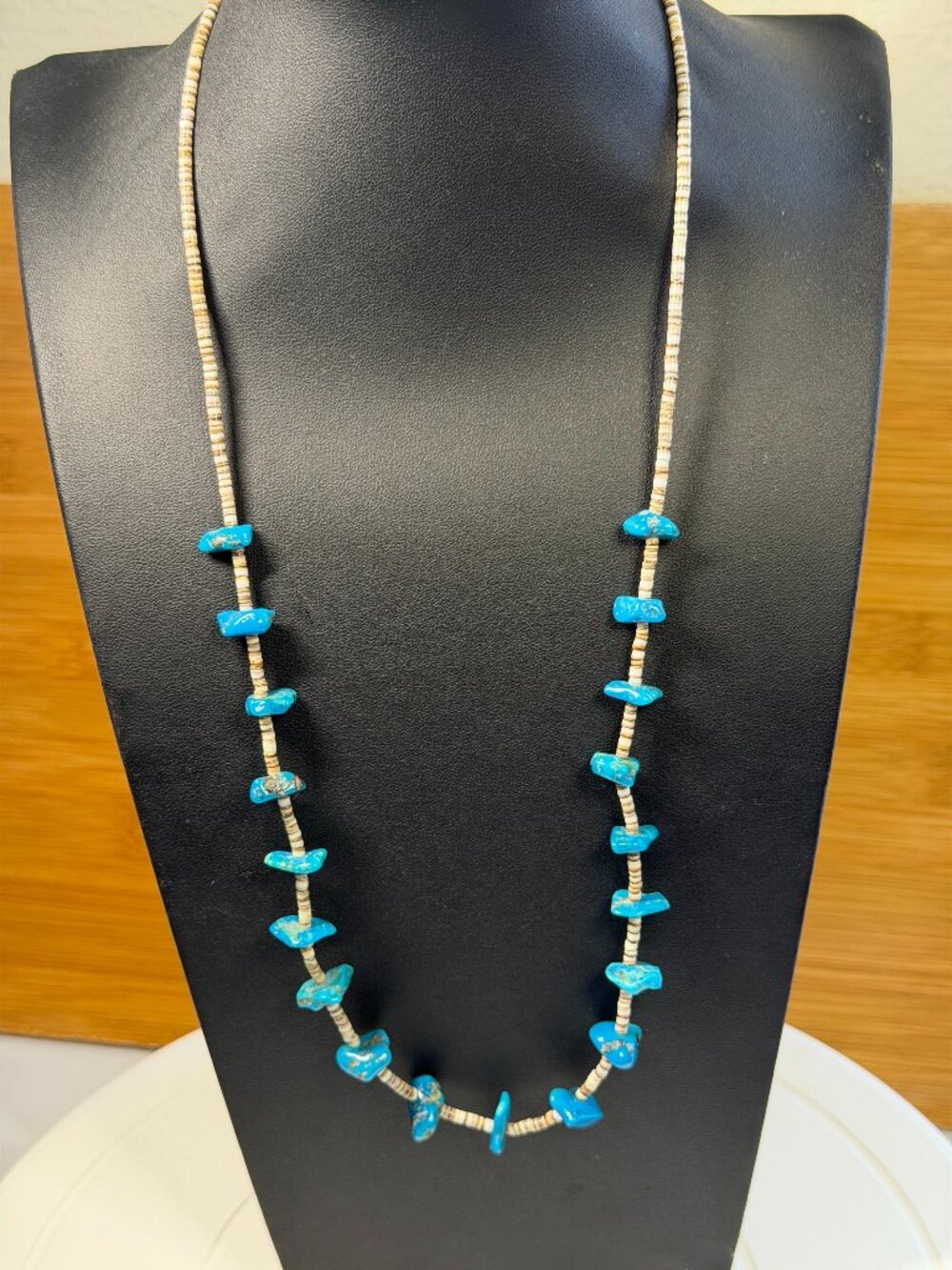 Zuni Turquoise and Heshi Beaded Necklace Classic Design 24”